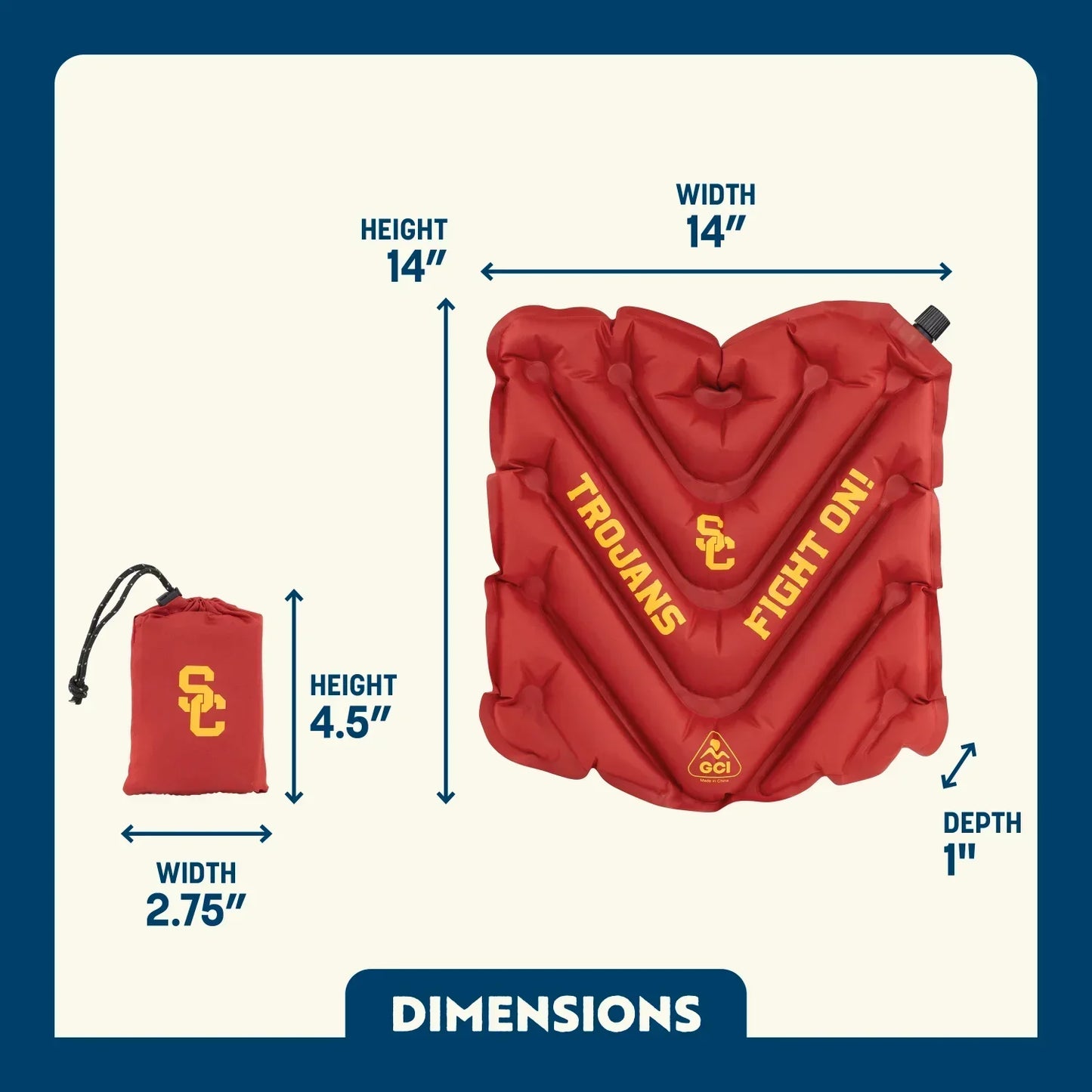 College V Seat™ Inflatable Stadium Cushion - USC Trojans - Kickoff Ease