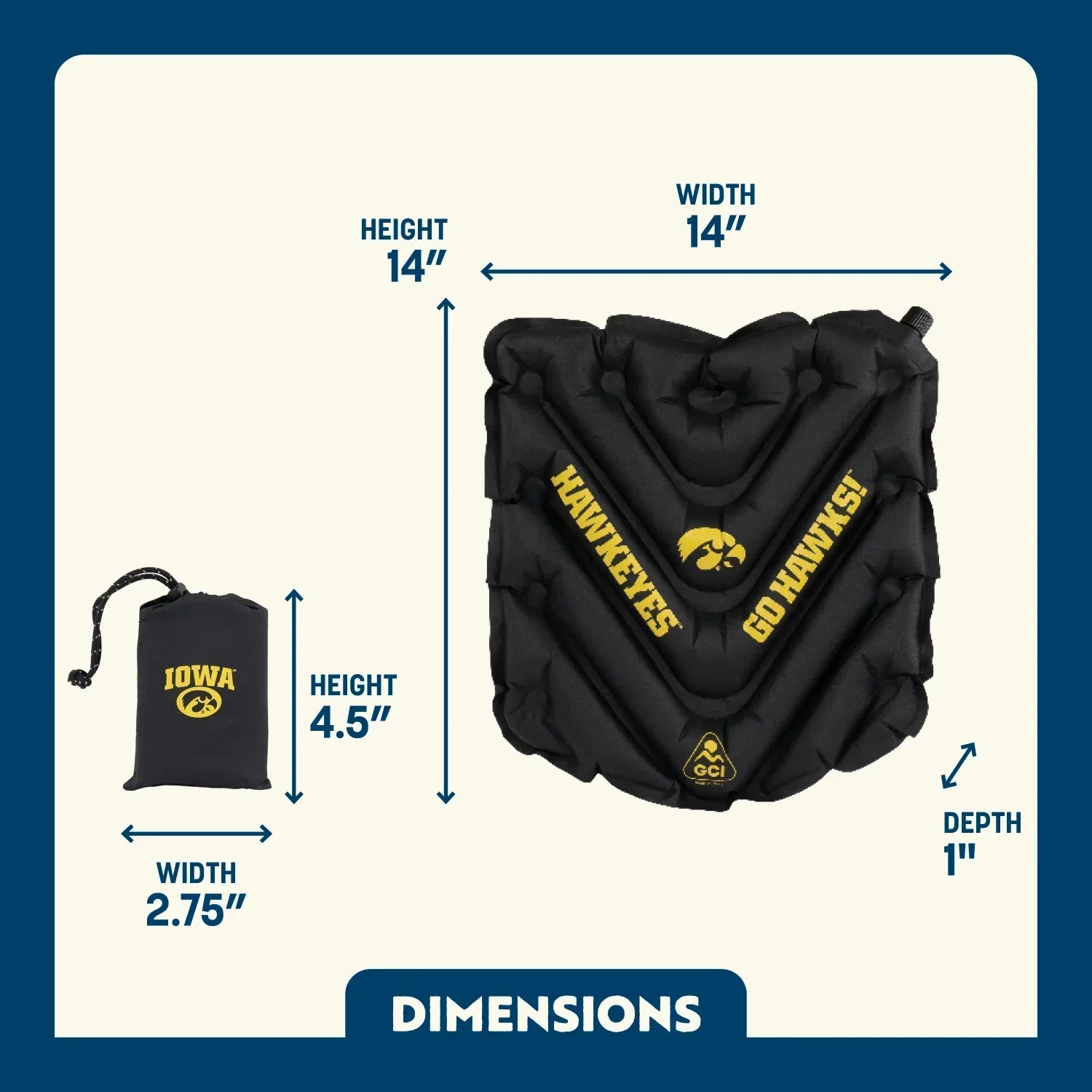 College V Seat™ Inflatable Stadium Cushion - Iowa Hawkeyes - Home Team Style