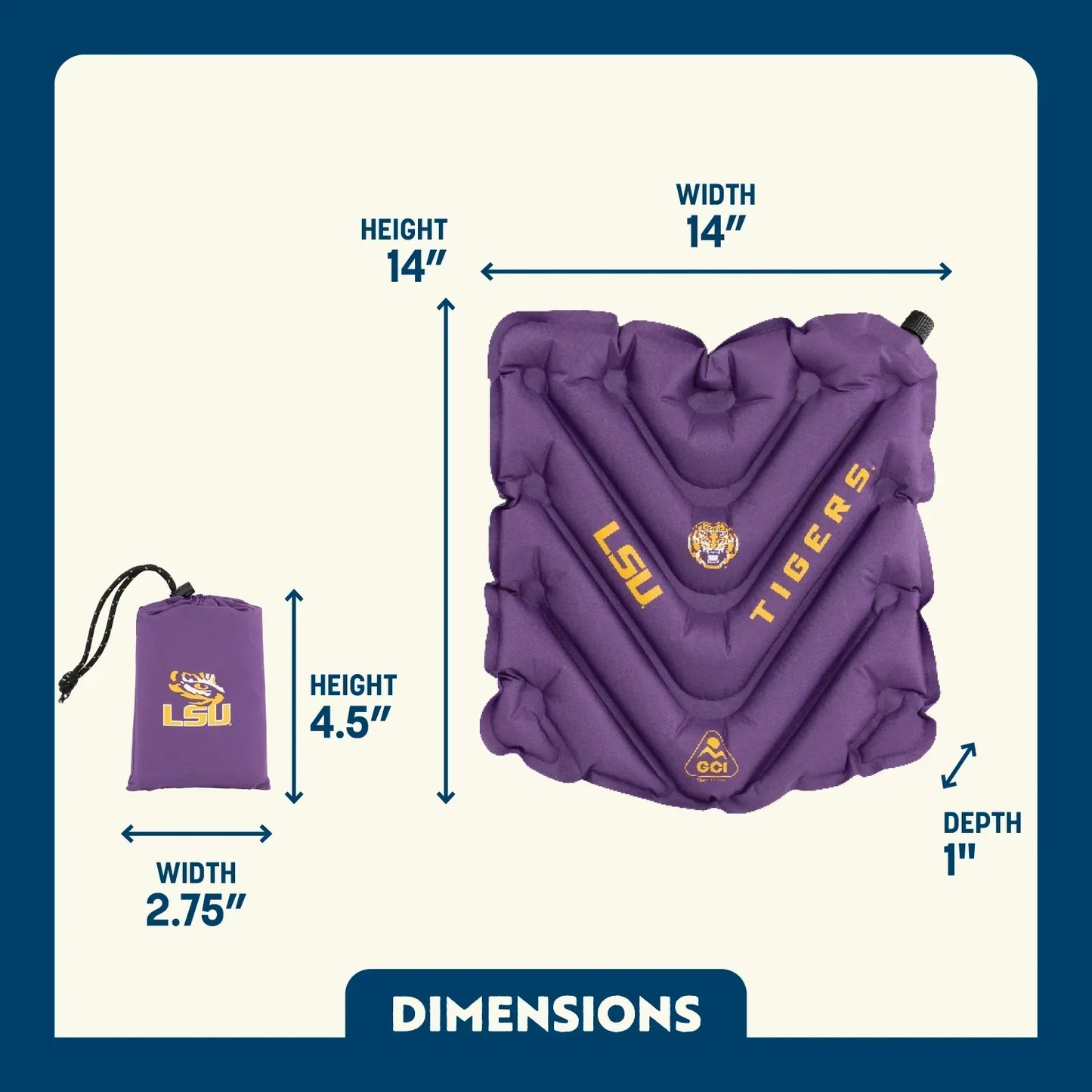 College V Seat™ Inflatable Stadium Cushion - LSU Tigers - Home Team Ready