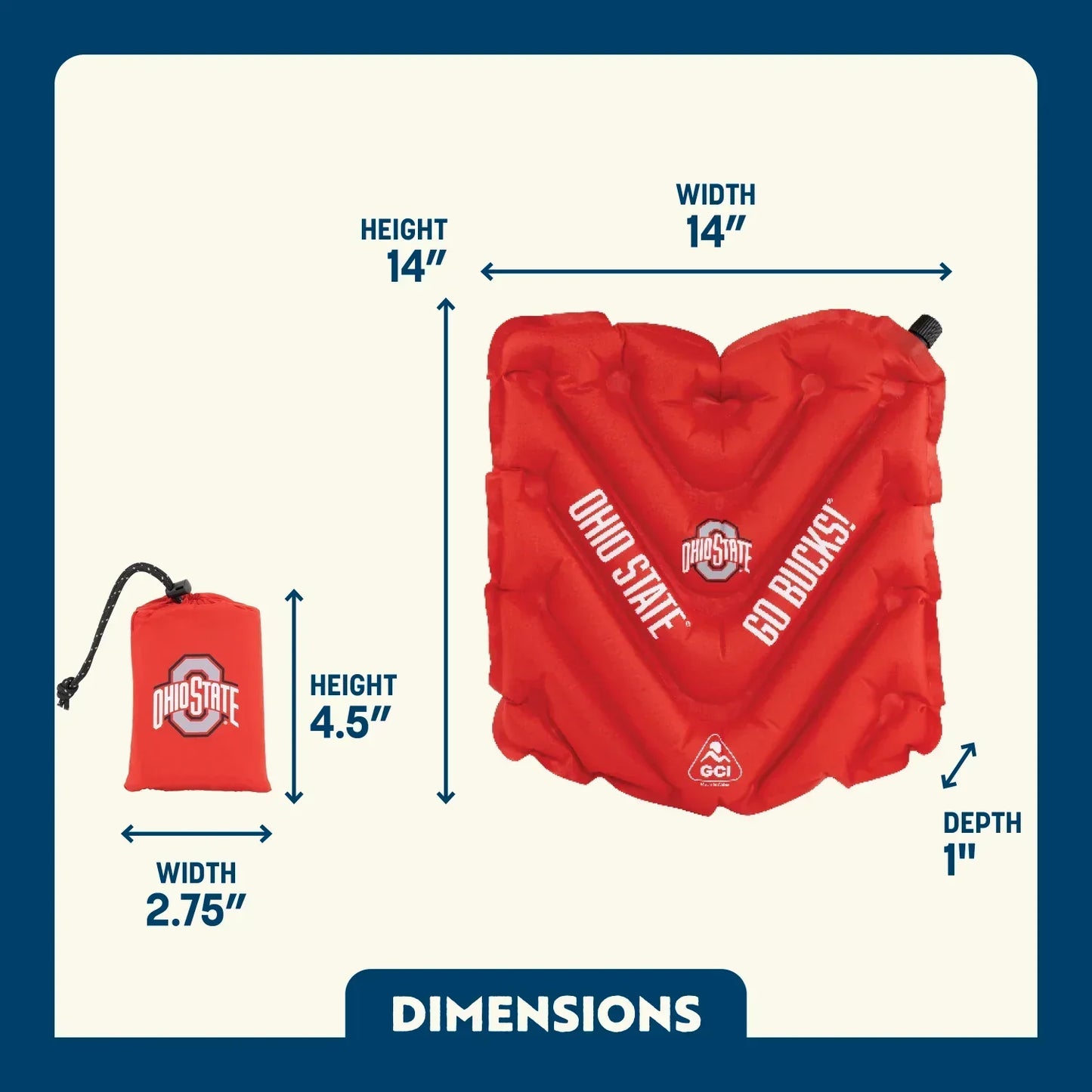 College V Seat™ Inflatable Stadium Cushion - Ohio State Buckeyes - Fan Day Comfort