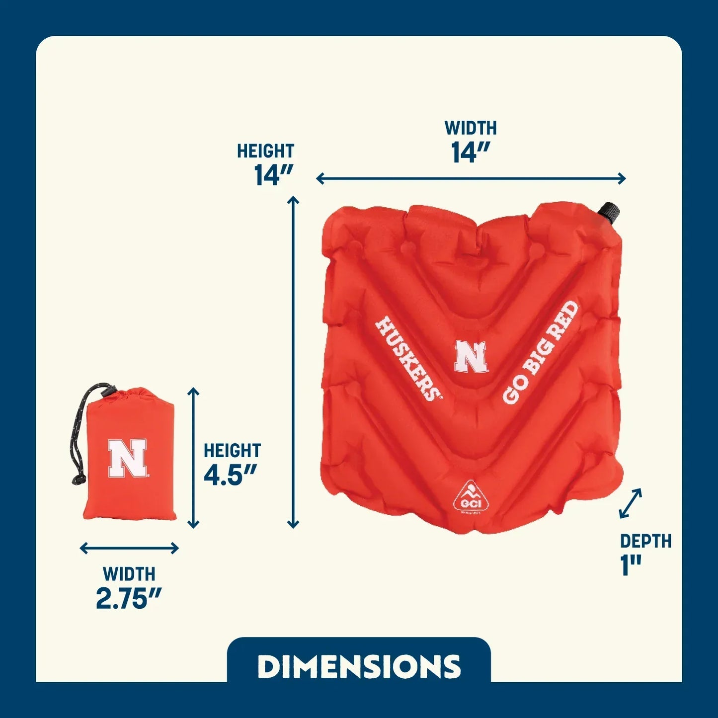 College V Seat™ Inflatable Stadium Cushion - Nebraska Cornhuskers - Weekend Rally Comfort